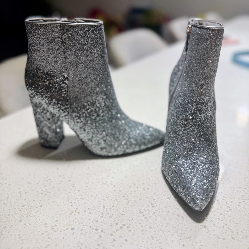 Rosamund Silver Glitter Ankle Boots